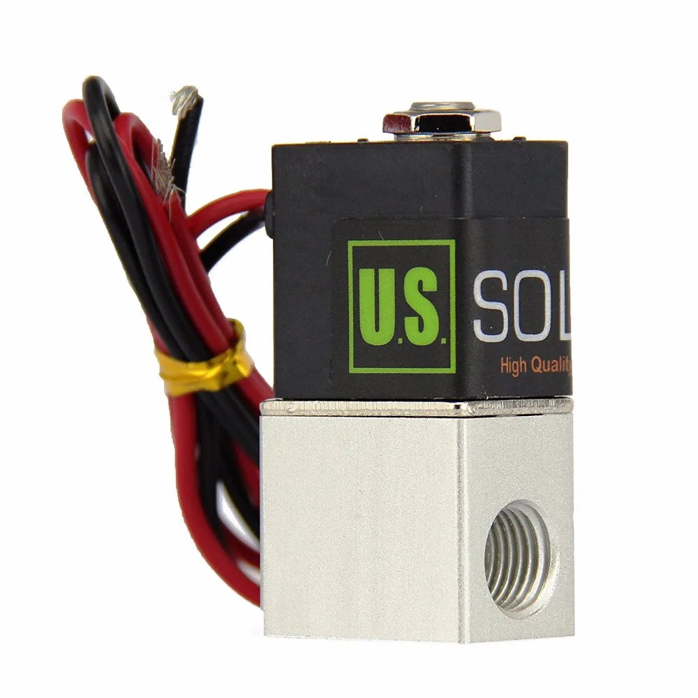 

U.S.Solid 1/4" 2 way 2 position 12 V DC Pneumatic Electric Solenoid Valve NPT Normally Closed Aluminum Alloy