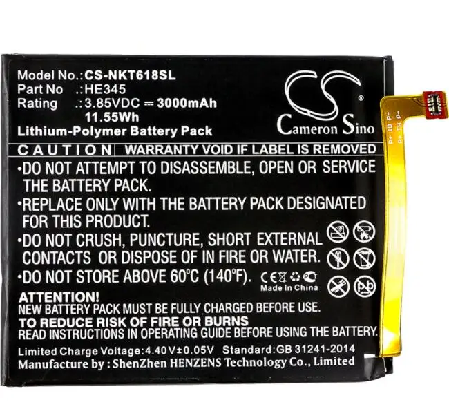 cameron sino 3000mah battery for NOKIA 6 2018 6 2nd Nokia 6 2nd HE345 Mobile, SmartPhone Battery