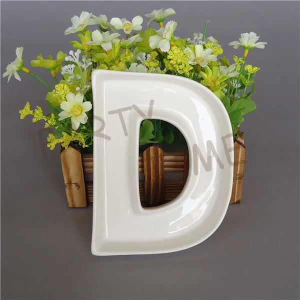 Wedding Plates, Ceramic English Letter Dish, LetterD shape Candy Dish