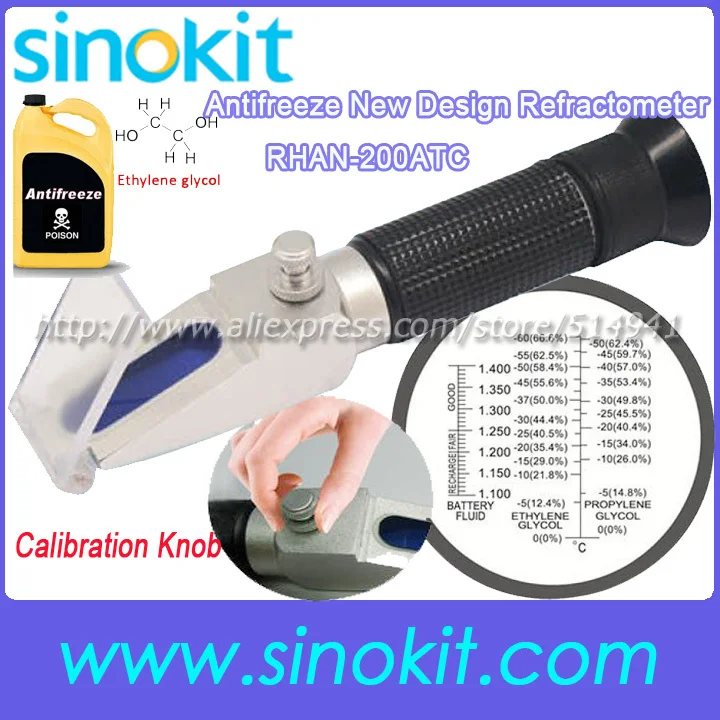 Ethylene Glycol Calibration knob antifreeze battery refractometer - RHAN-200ATC