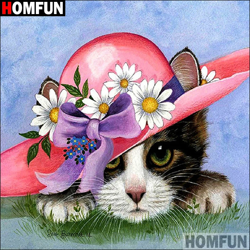 

Homfun полная квадратная/круглая дрель 5D DIY алмазная живопись "мультяшный кот" 3D вышивка крестиком домашний декор подарок A11650