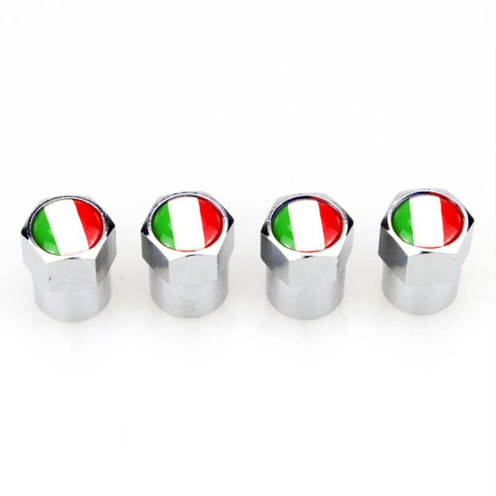 4 X Car Truck Decoration Accessories Italian Flag Logo Metal Wheel Tire Valve Caps Covers for Fiat 500 Abarth 500x 5000L Panda