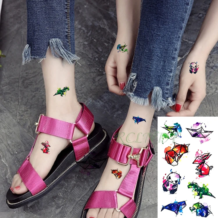 Waterproof Temporary Tattoo Stickers ship Rabbit Dinosaur Panda fake Tatto Flash Tatoo Body Art tato for Girl Women Men Kids