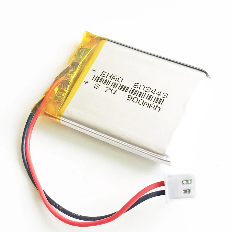 3.7V 900mAh Battery 603443 + JST 2.54mm 2pin Connector Lithium Polymer LiPo Rechargeable Battery cell For Mp3 GPS camera Speaker