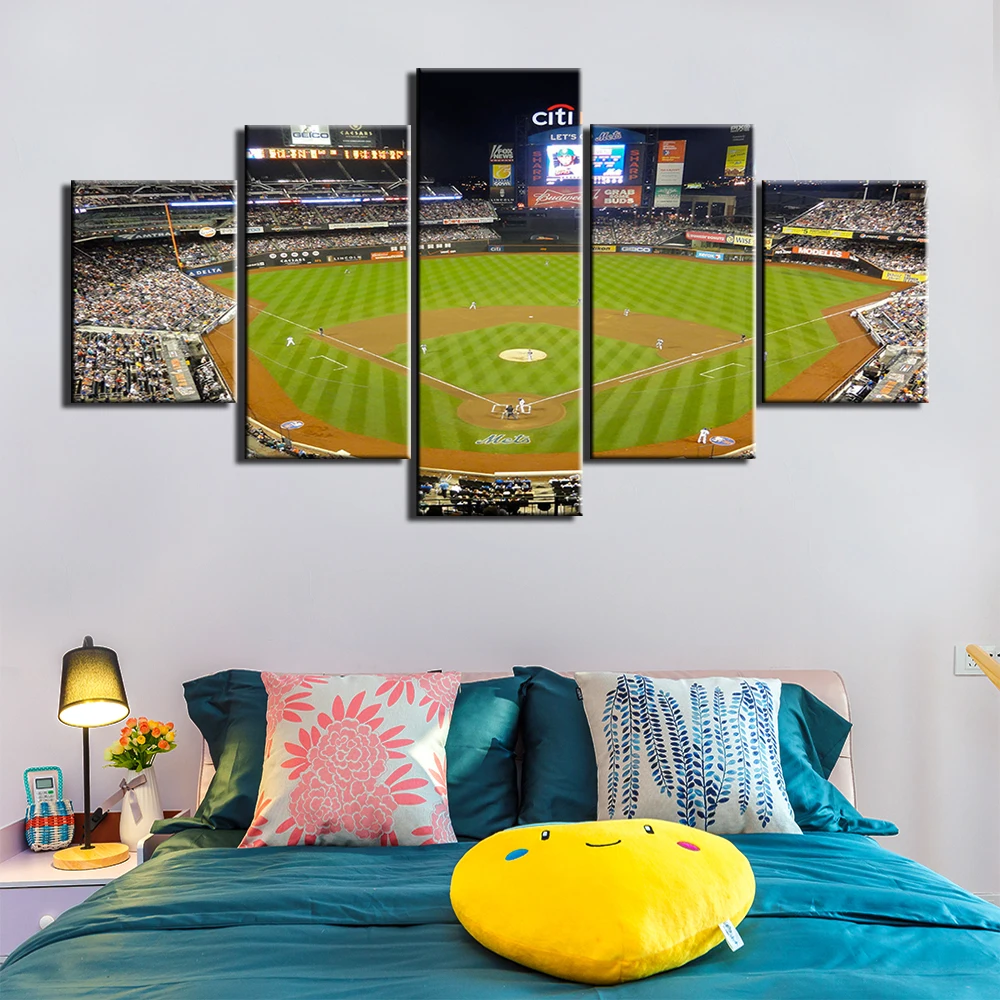 Wrigley Field Pictures 5 Panels Wall Art Painting on Canvas Home Decor Canvas Baseball Bascket Sport Pictures For Living Room