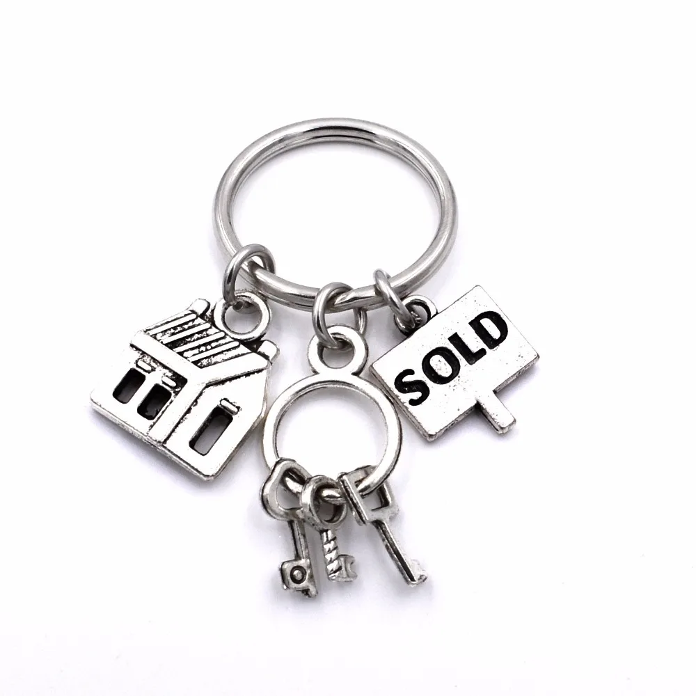 Real Estate Agent Keys Keychain House Keys Sold Charms Realtor Jewelry Keyring Gifts for Women Men