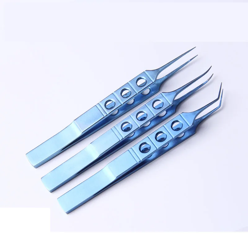 1pcs Micros Stainless steel titanium alloy 11CM dovetailed straight/bend head tweezers platforms tweezers Ophthalmic forceps