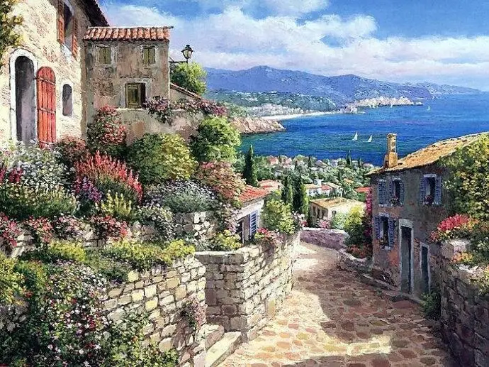 

Needlework,Mediterranean Scenic Seaside 14CT Unprinted For embroidery,DIY Cross stitch kit,Art Pattern Cross-Stitching decor