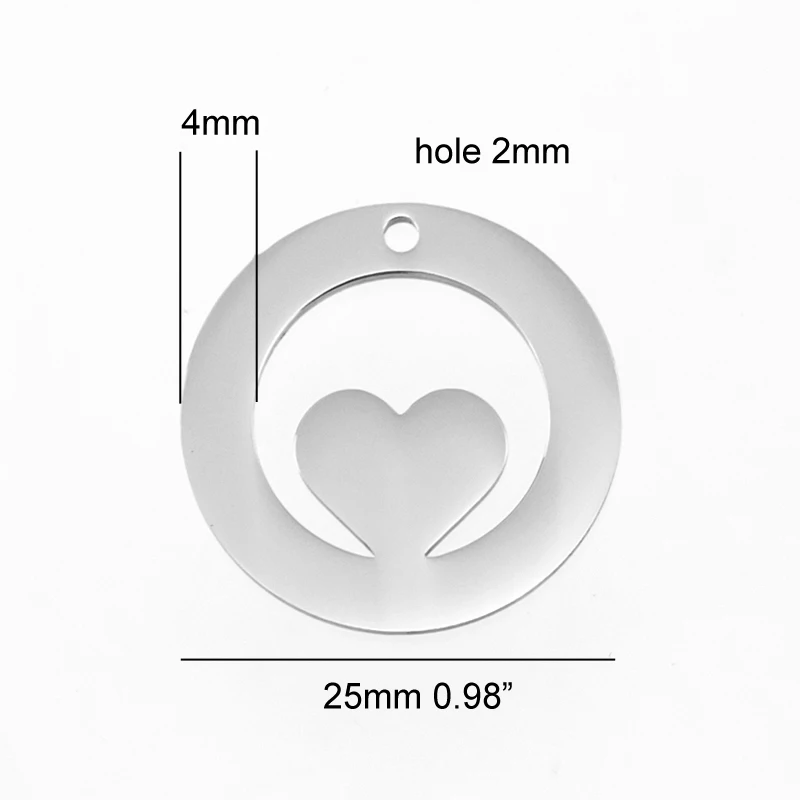 Risul Heart in annulus charms lovers personalized print pendant both sides mirror polished Stainless steel high quality 50pcs