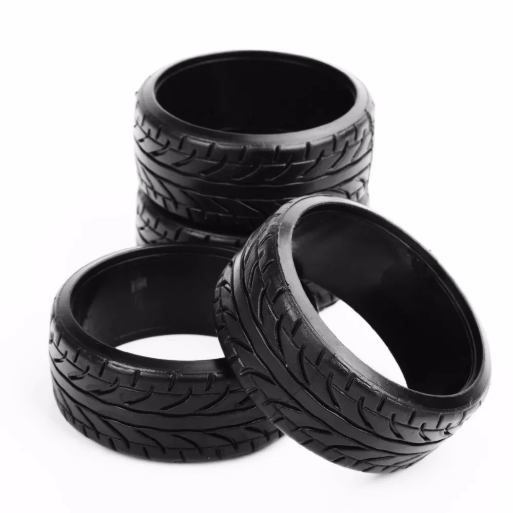 1:10 Scale 4Pcs Rubber Flat Drift Tires Flat Racing Drift Tires 4Pcs Set RC On- Road Tyre For HPI Car HSP PP0292