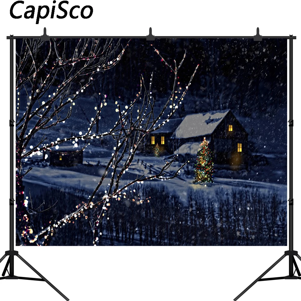 Capisco photography backdrop fantasy christmas village house tree snowflake studio background for photographer photobooth prop