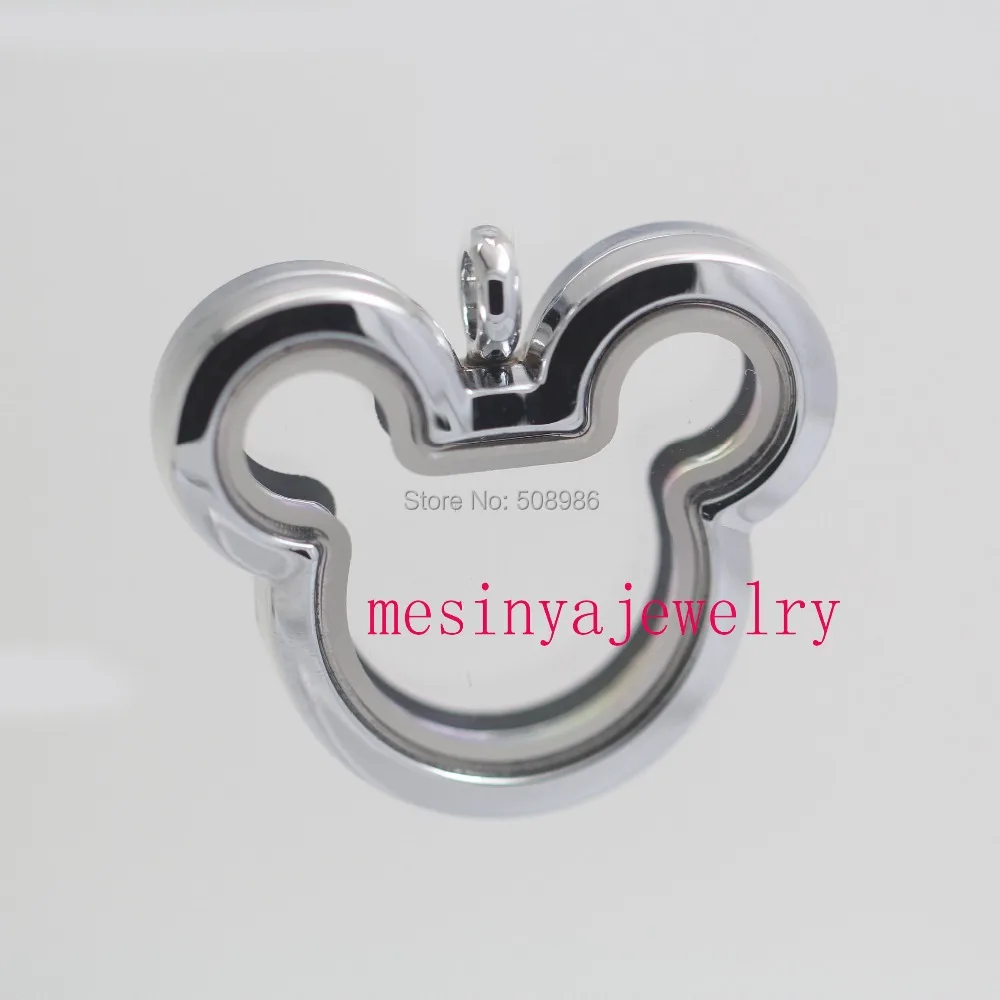 6pcs 33mm x 29mm  plain  mouse strong magnetic authentic glass locket for floating charms love note keepsake xmas gift