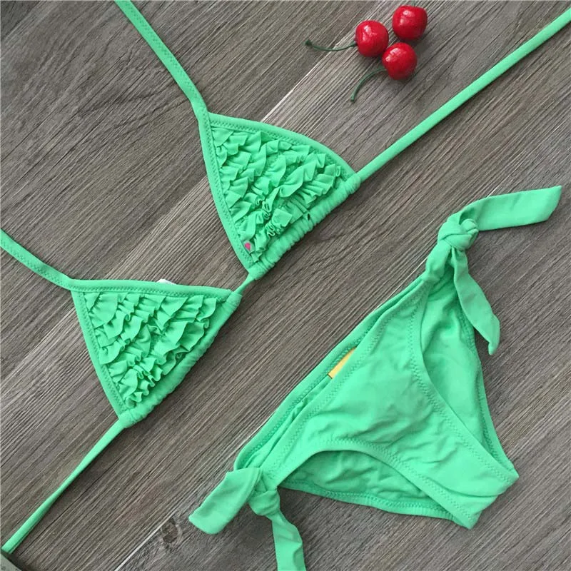 Kinder Bademode Baby Kinder Nette Bikini Mädchen Split Zwei Stück Badeanzug Badeanzug Bademode Kinder Falbala Bikini 4 Farben