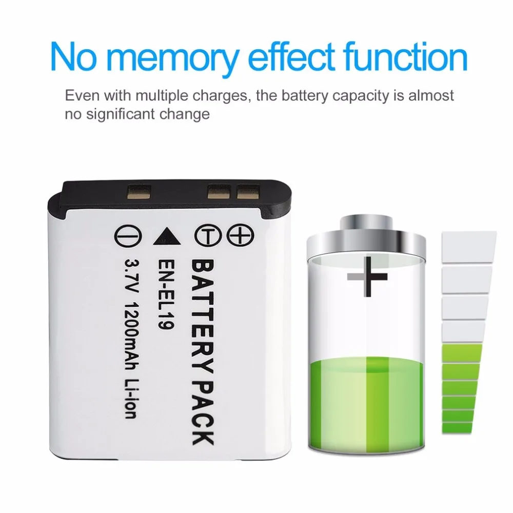 EN-EL19 ENEL19 3.7V 1200mAh Camera Battery for Nikon Coolpix S100 S3100 S3200 S3300 Digital Camera Rechargeable Li-ion Battery