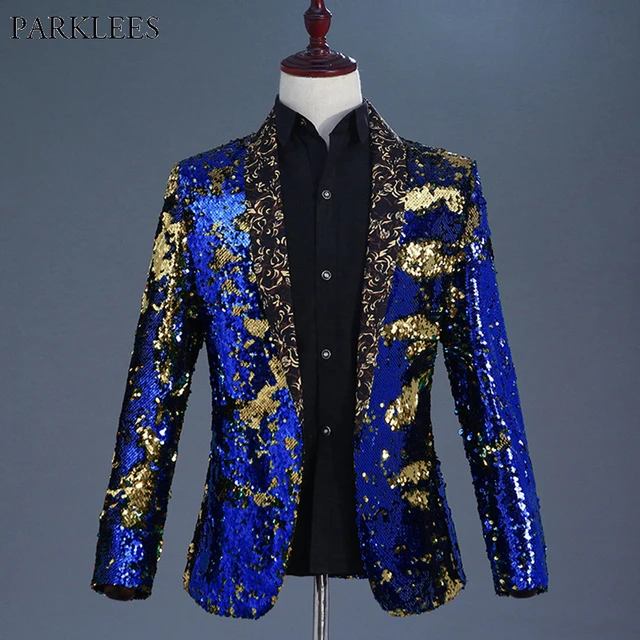 Blue fashion shiny blazer