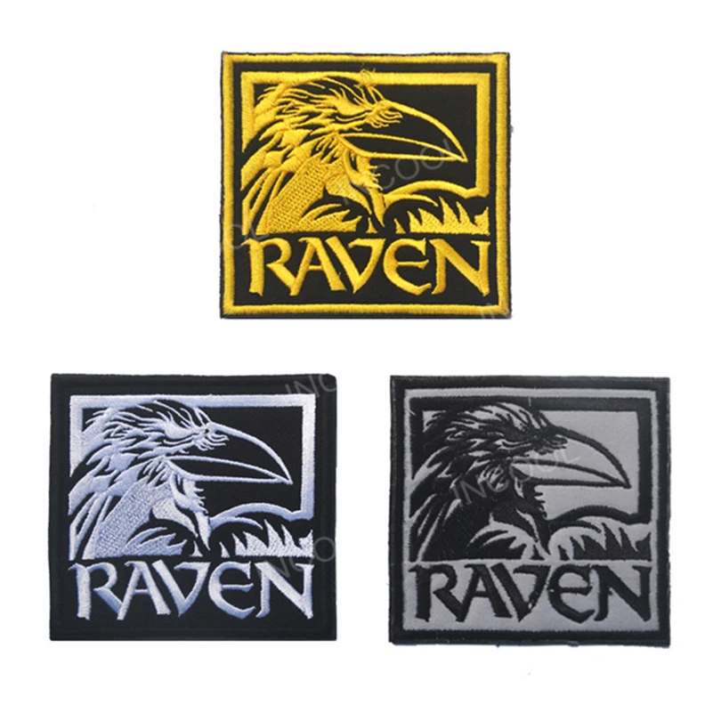 Embroidery Patch Cartoon Animal RAVEN Patch Hook&LOOP Appliques Embroidered Patches For Clothing Backpack