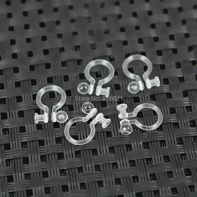 

Invisible Clip on Earrings Findings Plastic Resin Clear U Shape Non-pierced Earring Component Hole 0.7mm 0.9mm