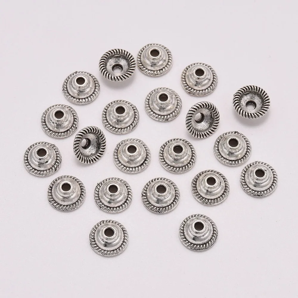 50pcs/Lot 8mm Tibetan Antique  Round Flower Beads Caps End Receptacle Torus Spaced Apart Bead Caps For DIY Jewelry Making