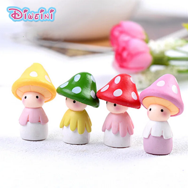 4pcs/set Cute Forest Mushroom Kawaii  Mini Doll Model  Figurines Girl Boy toys baby creative gift home decoration PVC craft