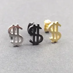 2 Pieces 0.8mm Stainless Steel US Dollar Stud Earring Punk $ Money Ear Tragus Ear Piercing Earrings Men Women