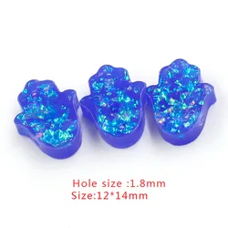 Fnixtar Synthetic Opal Hamsa Hand Loose Beads Hole Size 1.8mm Fatima Beads for Necklace & Bracelet  DIY 12*14mm 20Piece/lot