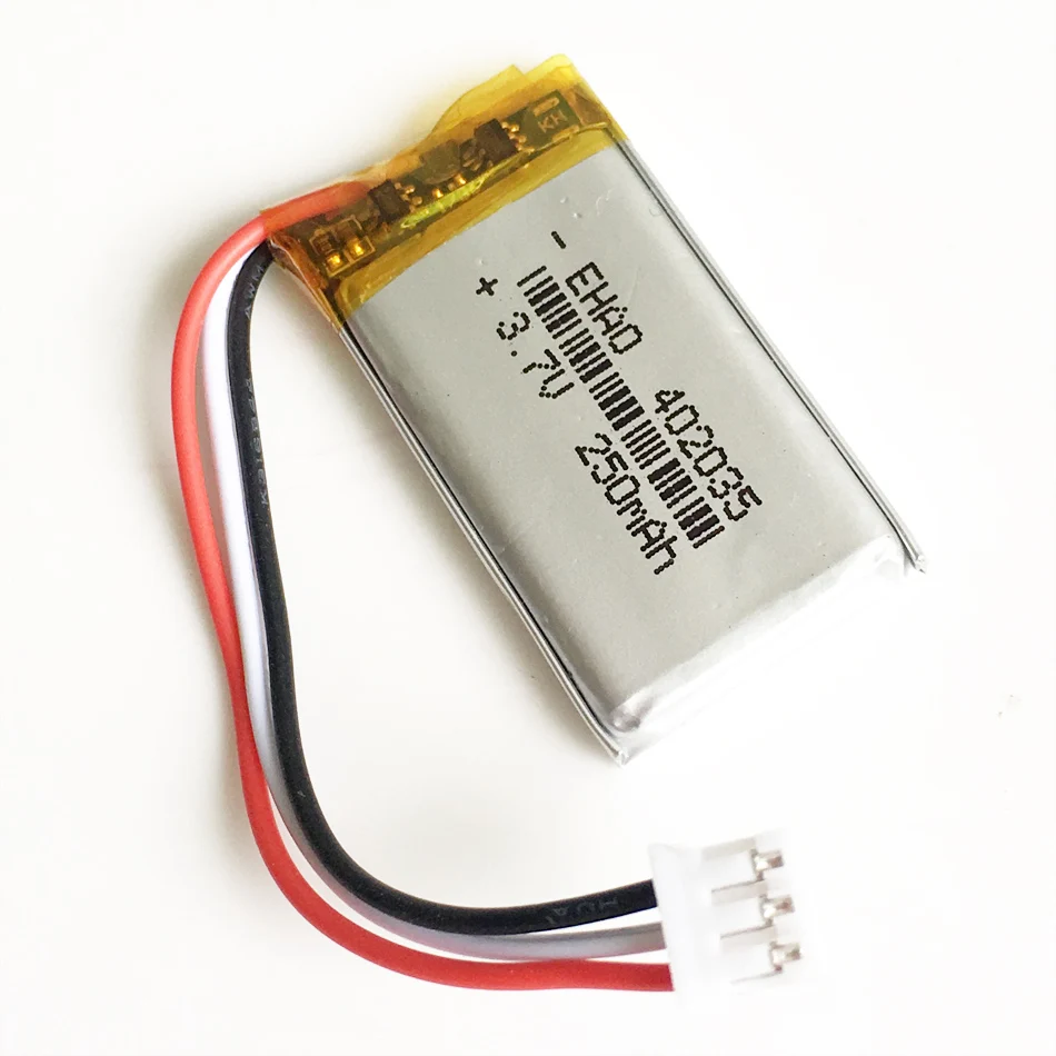 3.7V 250mAh 402035 litowo-polimerowa lipo akumulator JST PH 2.0mm 3pin złącze do GPS Mp3 GPS bluetooth inteligentny zegarek