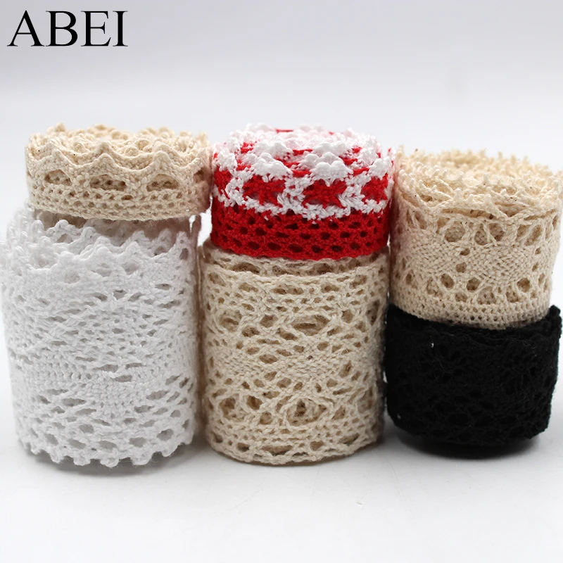 10yards/lot Knitted Cotton Lace Ribbon Trims for Clothes Diy Curtain Hometexile Cotton Fabric Wedding Crafts Scrapbooking Decors