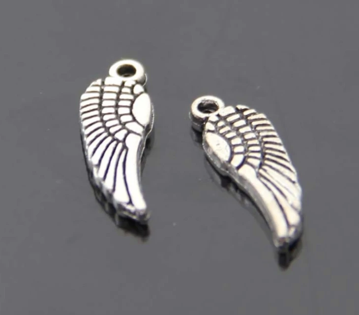 Free shipping Best selling Expansion smart angel wings charms pendant diy retro jewelry accessories antique silver 25pcs 5*16mm