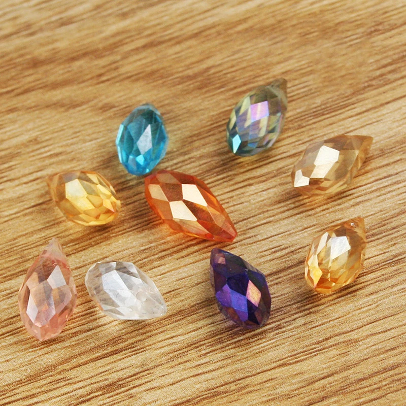 10pcs 8x16mm Teardrop Shiny Crystal beads Bicone Beads Glass Loose Spacer Faceted Beads for DIY Bracelet Earring Jewelry Making