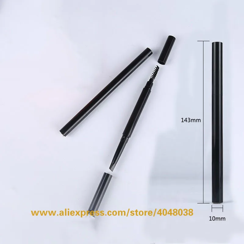 50pcs/lot Empty Cosmetic Containers, DIY Plastic Black Eyebrow Pen, Handmade Elegant Slim Cosmetic Eyebrow Packing Pen