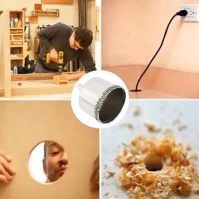 Kit di punte da trapano per sega a tazza con rivestimento diamantato da 40mm strumenti apriscatole per trapano in vetro per piastrelle in vetroceramica