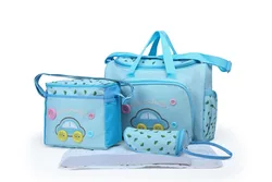 MOTOHOOD 4pcs Cute Car Mummy Maternity Diaper Bag Sets Large Capacity Baby Changing Nappy Bag Nursing Bag for Baby Care