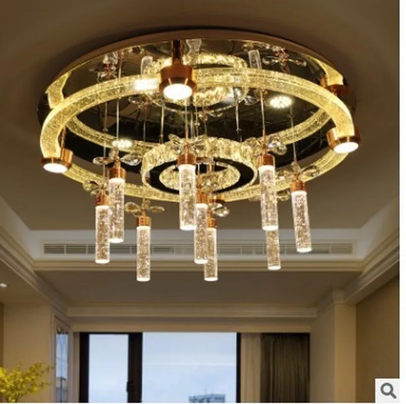 Luxury  living room crystal lamp round rectangle LED Ceiling Lights personality originality modern dining room lights LU80492