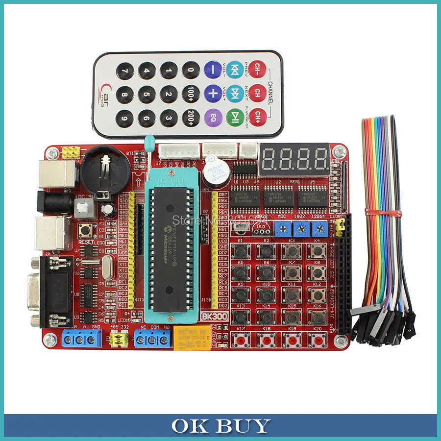 Kit de placa de desarrollo PIC, Microchip PIC16F877A, placa de aprendizaje de circuito integrado con Control remoto