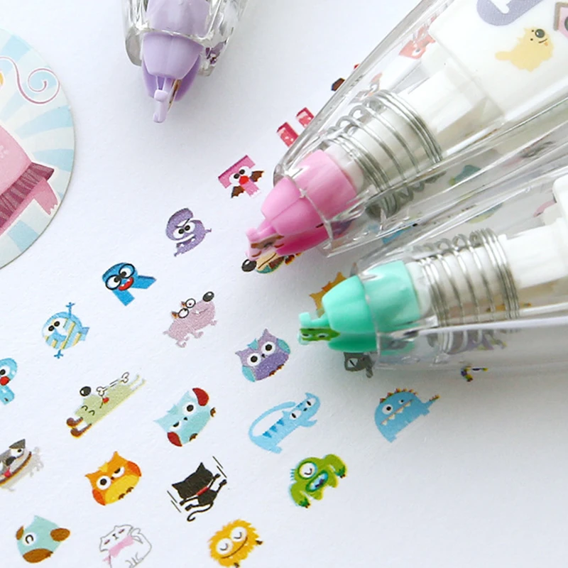 Kawaii Animali Gufo Cane Presse Nastro di Correzione Penna Decorativa per il FAI DA TE Diario Scrapbooking Adesivi sacchetto di Scuola Gli Studenti