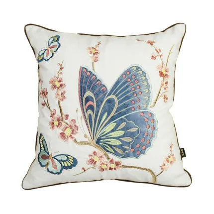 Butterfly pillow cushions American country style embroidery cotton living room sofa backrest cushion pillow embroidery pillow