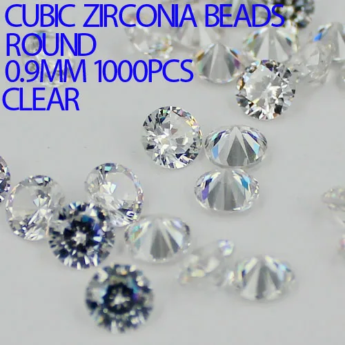 0.8mm 0.9mm 1000pcs Crystal Clear Brilliant Cuts Round Cubic Zirconia Beads stones For Jewelry DIY 3D Nails Art DIY Decorations