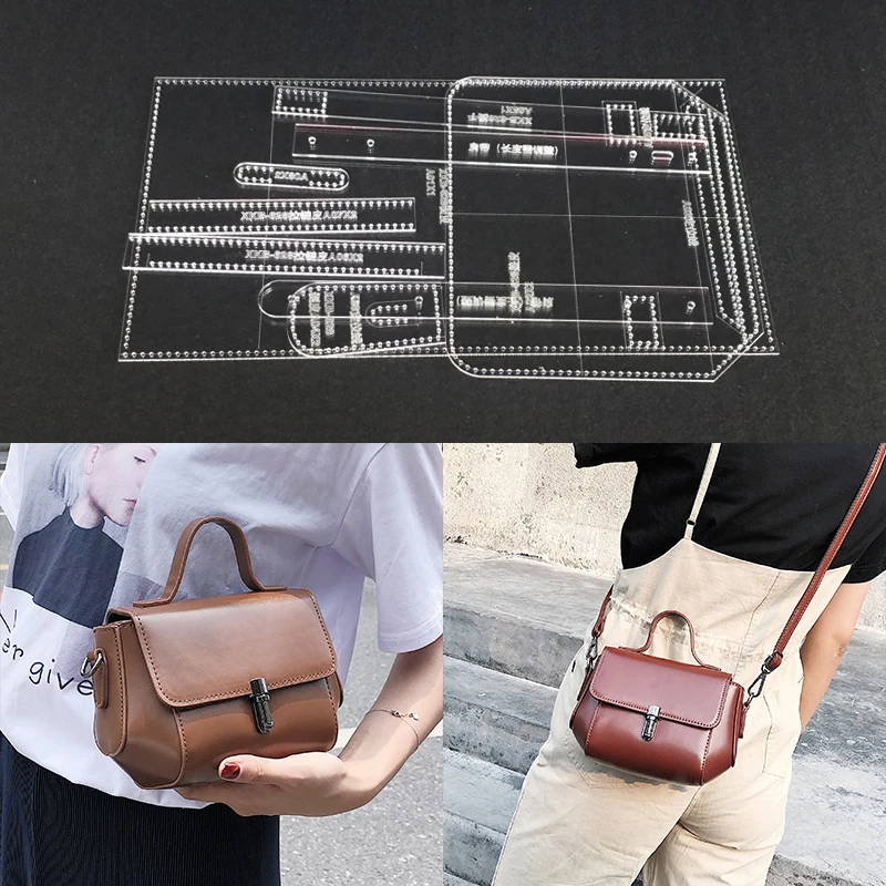 1 Set Acrylic diy Female handbag Shoulder Bag Leather Template DIY Leathercraft Tool Accessory Sewing Pattern 9x13x20cm