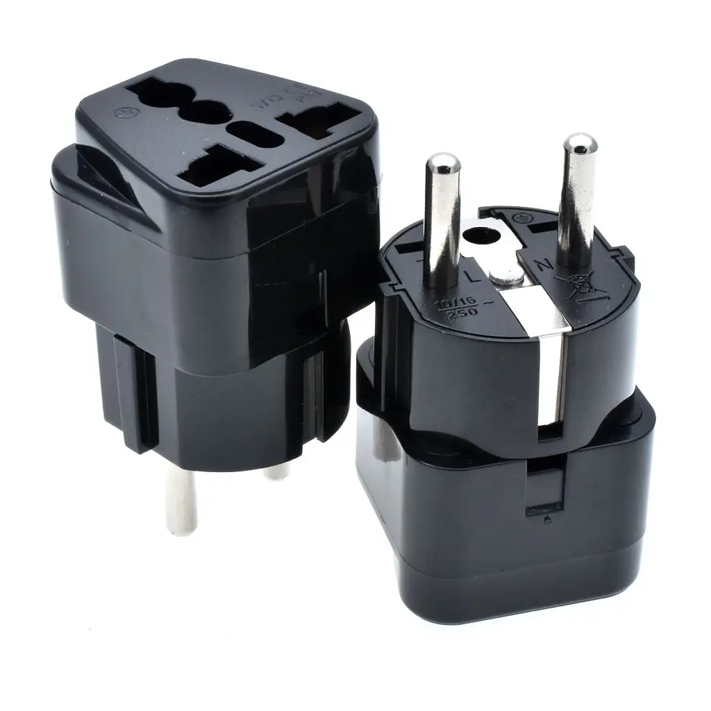 Schuko, Germany France Travel Power Adapter, Grounded European Plug -Type E/F Outlet, Adaptor for AU US UK to Europe EU Socket 