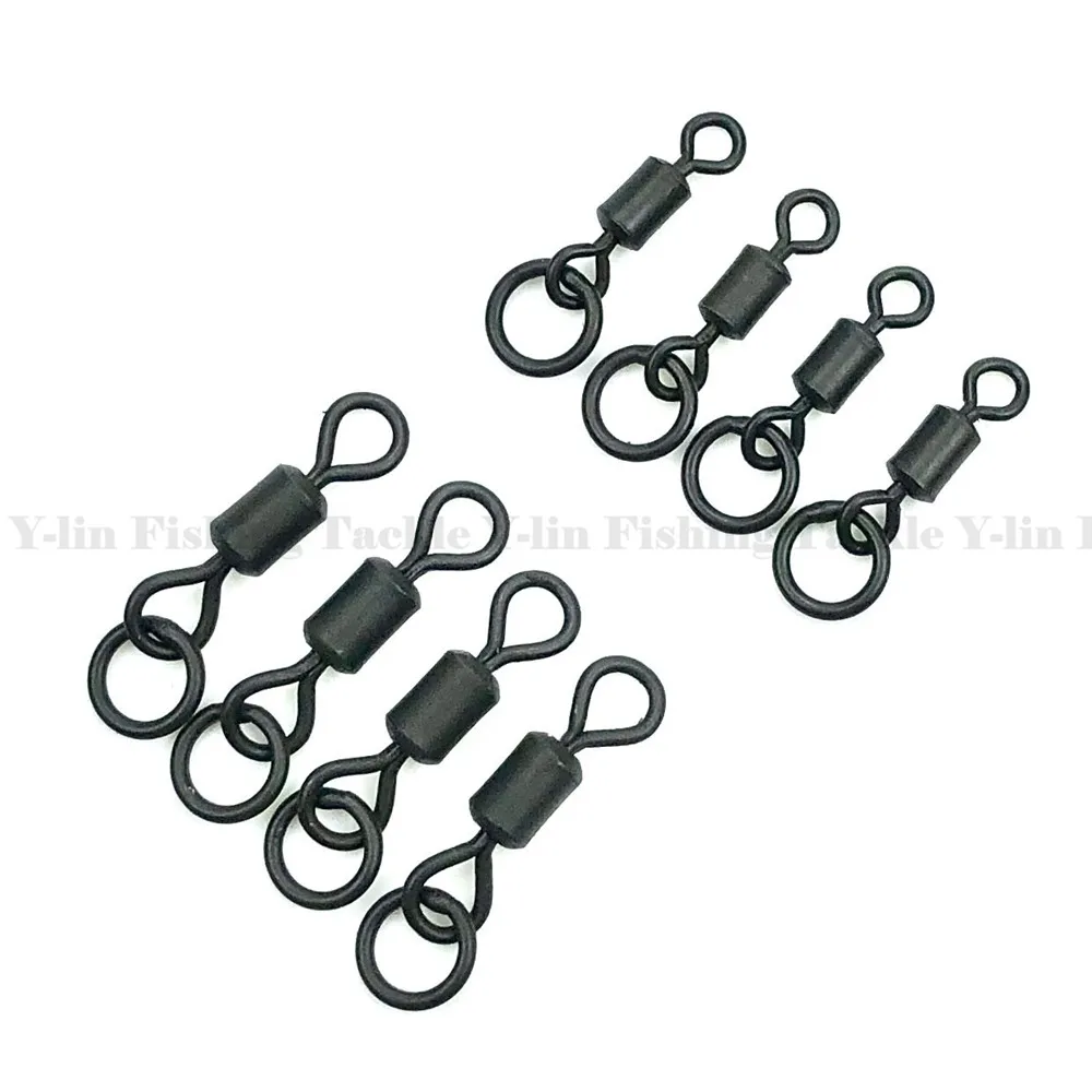 20PCS Carp Fishing Size8# Size12# Covert Flexi-Ring Swivels Ring With Quick Change Ring Swivels Clips Rolling Hook Ring Swivels