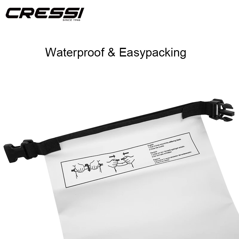 Cressi Dry Bag Big Volume Waterproof for Snorkeling Diving Equipment 5L 10L 15L 20L Easy Carry