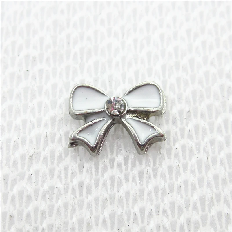 

Wholesale 50pcs/lot Bow Tie Bowknot Floating Charms Living Glass Memory Floating Lockets DIY Jewelry Charms