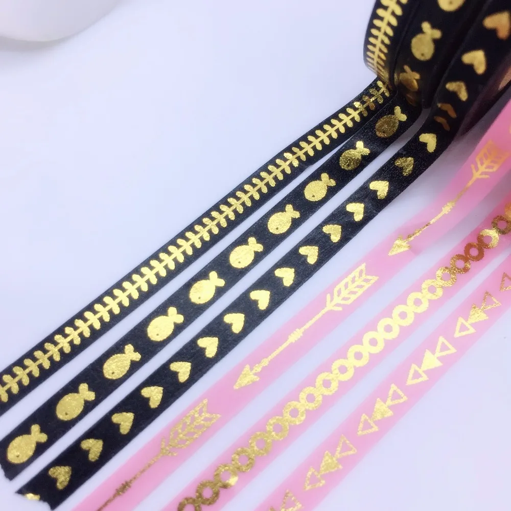 3Pcs/Set Quality Foil Gilding Decorative Postcard Washi Tape Adhesive Tape DIY Scrapbooking Sticker Label Masking Tape 5mm*10m