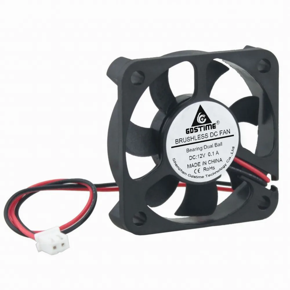 

Gdstime 5 Pcs DC 12V Brushless Cooling Fan 50x50x10mm Dual Ball 5010 2Pin Ventilation Computer Case Cooler 50mm x 10mm 5cm