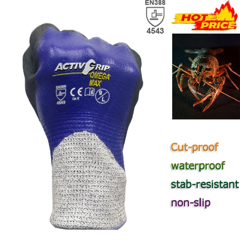 Arbeits Handschuhe Angeln Gummi Cut-Proof Handschuhe Tragen-Beständig Wasserdicht Nicht-Slip Punktion Outdoor Reiten Anti-cut Test Level 5