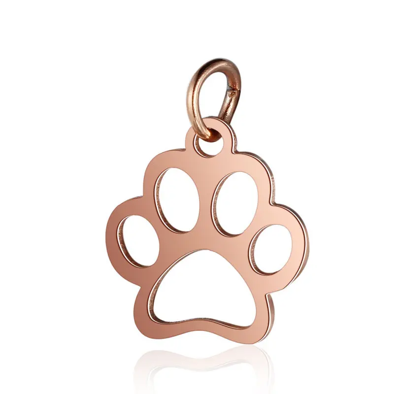 5pcs/lot Stainless Steel Hollow Animal Footprint Charm Hollow for Diy Jewelry Making Bear Dog Pet Paw Charms Jewelry Findings