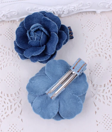 2016 Nieuwe Mode Jean Rozet Bloem Haarspelden Handgemaakte Blauw Denim Haar Clips Haarspelden Meisjes Vrouwen Haarspeldjes Haar Accessoires