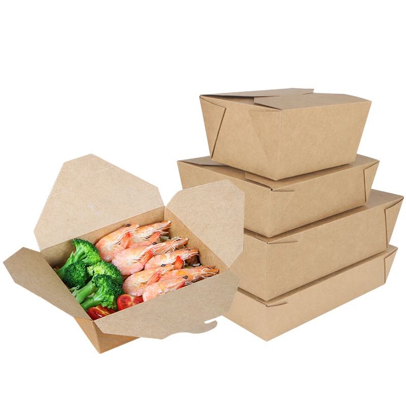 Fast Food Bowl Disposable Take Out Kraft Paper Box, Takeaway Boxes, Restaurant Sushi Salad Food Packaging, Wrapping Supplier