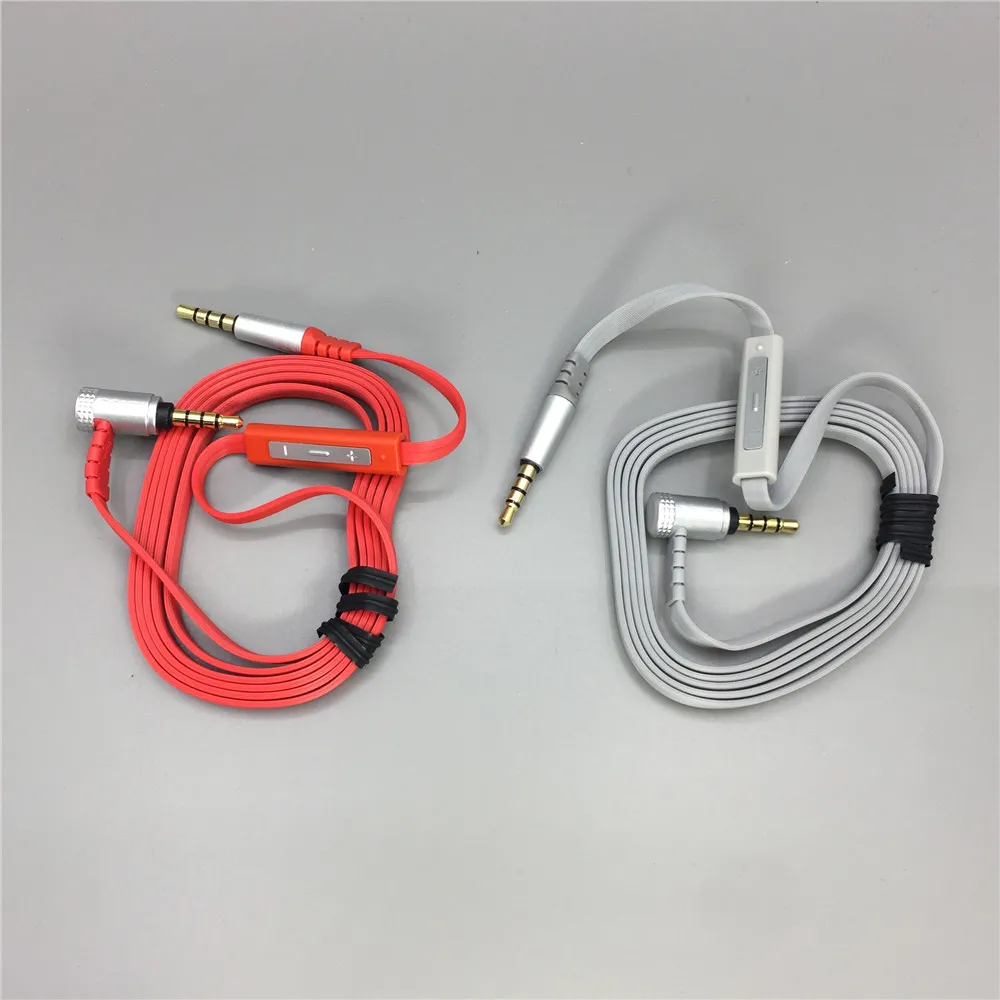 Male to Male 3.5mm Jack Audio Cable With Mic And Volume Change Function Flat AUX Cable Cord for Headphones