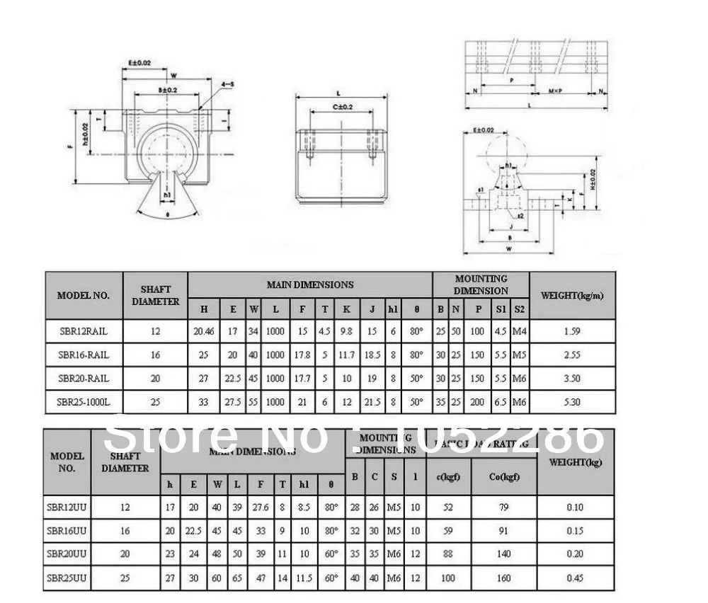 SBR12-300/SBR16-500/SBR20-800mm fully support linear rail (6 Rail)+12 SBR linear block image 4